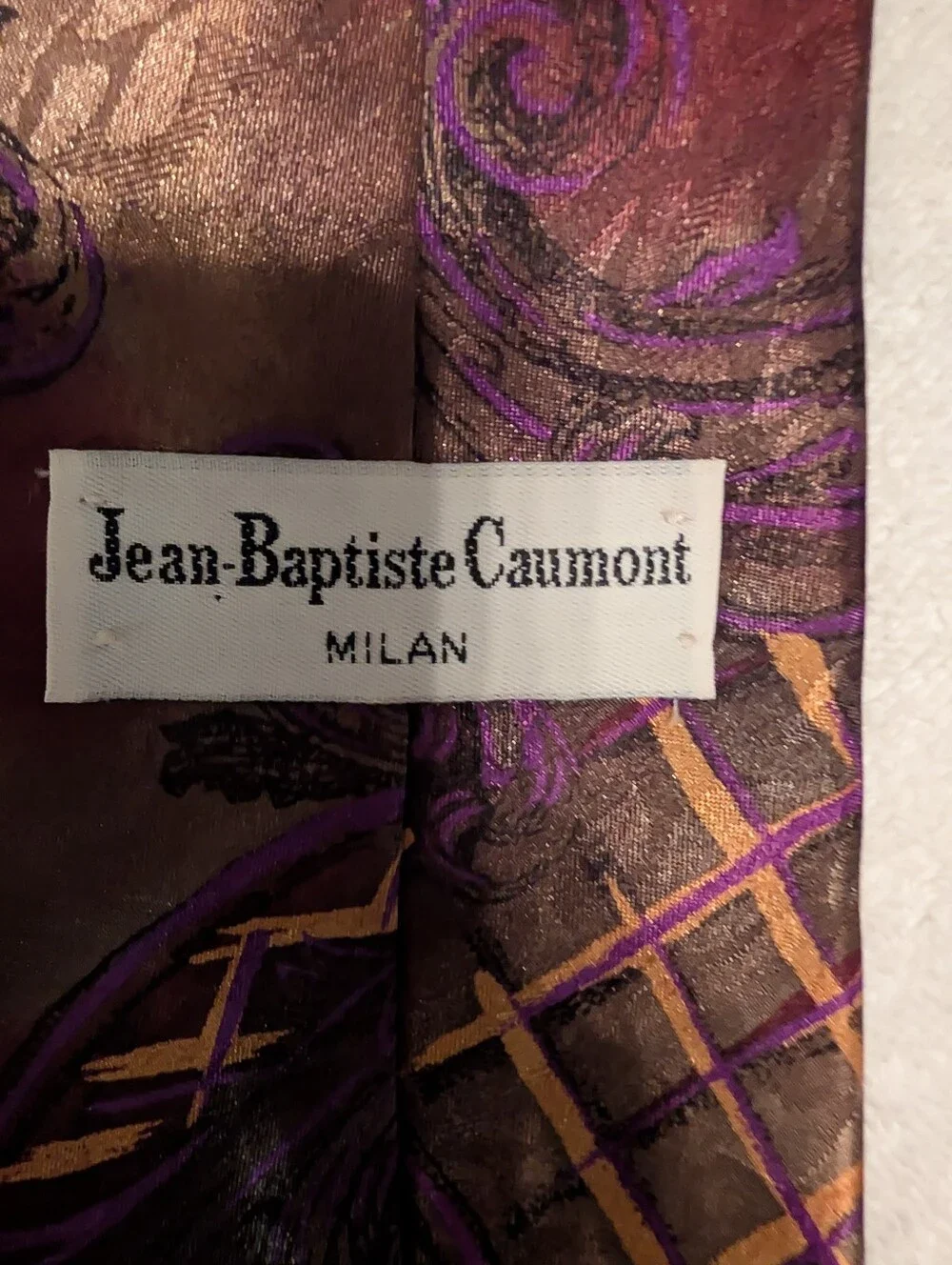 Vintage Purple and Burgundy Baroque Scroll  Men's Tie